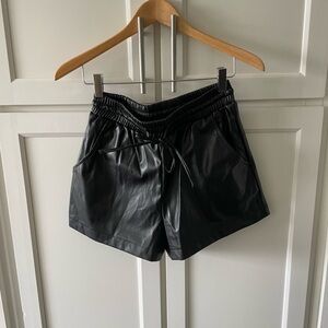 Pleather black shorts with tie
